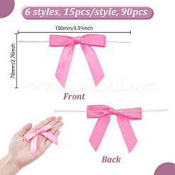 90Pcs 6 Styles Polyester Packaging Ribbon Bowknot&nbsp;AJEW-GA0008-14