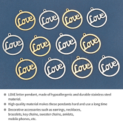 12Pcs 2 Colors 201 Stainless Steel Laser Cut Pendants&nbsp;STAS-UN0028-28