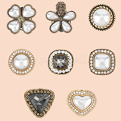 8Pcs 8 Styles Alloy & Glass & ABS Plastic Imitation Pearl Shoe Buckle Clips&nbsp;AJEW-CP0006-84