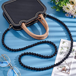 Black Plastic Imitation Pearl Round Beaded Bag Handles&nbsp;FIND-WH0127-22F
