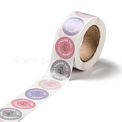 Flat Round Rose Pattern Thank You Paper Stickers Roll&nbsp;X-DIY-D078-10