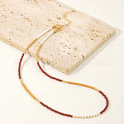 Vintage Short Colorful Glass Seed Beaded Necklace&nbsp;AF0855-1