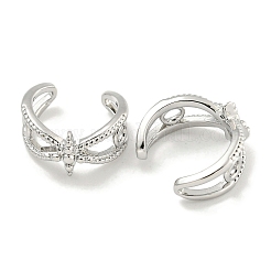 Brass Micro Pave Cubic Zirconia Cuff Earrings&nbsp;EJEW-C104-023P