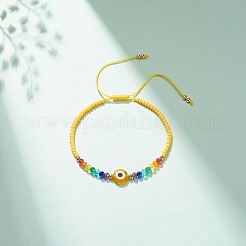 Lampwork Evil Eye & Glass Beaded Bracelet&nbsp;BJEW-JB08367-02