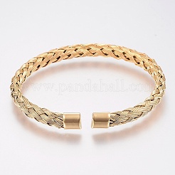 Ion Plating(IP) 304 Stainless Steel Cuff Bangles Torque Bangles&nbsp;X-BJEW-H570-27G