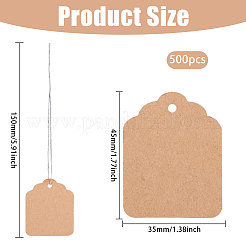 500Pcs Kraft Paper Blank Price Tags with Cord&nbsp;CDIS-WH0027-17