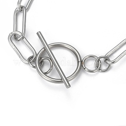 Tarnish Resistant 304 Stainless Steel Paperclip Chain Bracelets&nbsp;STAS-P001-59P