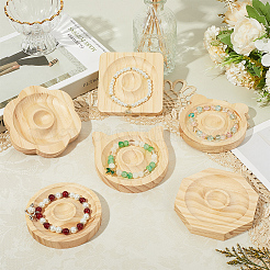 6Pcs 6 Styles Beech Wooden Jewelry Bracelet Finger Ring Diplay Holder Tray&nbsp;ODIS-BBC0001-03B