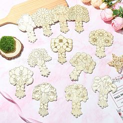 24Pcs 12 Styles Unfinished Wood Bouquet Cutouts&nbsp;WOOD-CJC0008-04-1