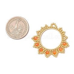 4Pcs Glass Seed Beaded Flower Pendants&nbsp;PALLOY-MZ01237