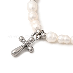 304 Stainless Steel Cross Charm Bracelets&nbsp;BJEW-JB12297