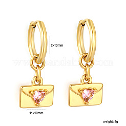 304 Stainless Steel Micro Pave Cubic Zirconia Hoop Dangle Earrings for Women&nbsp;WG2AA88-01