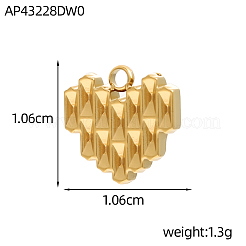304 Stainless Steel Waffle Heart Charms&nbsp;STAS-OY019-74G