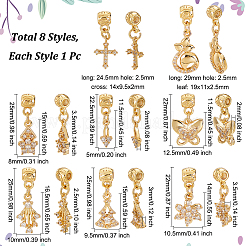 8Pcs 8 Style Rack Plating Brass Micro Pave Clear Cubic Zirconia Pendants&nbsp;ZIRC-OC0001-05G