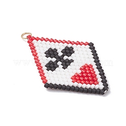 MIYUKI Delica Glass Seed Beaded Palying Card Pendants&nbsp;PALLOY-MZ01065-02