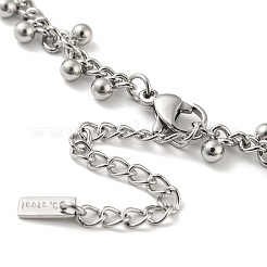 Non-Tarnish 304 Stainless Steel Round Ball Charms Link Chain Anklets&nbsp;AJEW-G054-01P