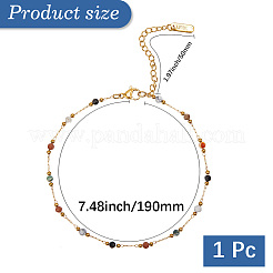 1Pc 316L Surgical Stainless Steel Colorful Round Anklets for Women&nbsp;AJEW-CY0001-32