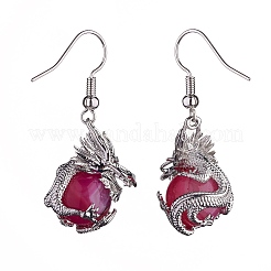 Gemstone Dragon Dangle Earrings&nbsp;EJEW-A092-06P