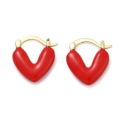 Brass Enamel Hoop Earrings&nbsp;EJEW-R032-05G