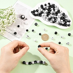 200Pcs 4 Styles Printed Opaque Acrylic Round Beads&nbsp;ACRP-YW0001-19