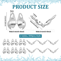 600Pcs 2 Styles 304 Stainless Steel Smooth Surface Bead Tips&nbsp;STAS-ME0002-24