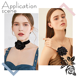 Gothic Cloth Flower Cord Bracelet & Choker Necklace&nbsp;NJEW-CP0001-04A
