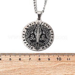 201 Stainless Steel Odin Rune Raven Arrowhead Pendant Twisted Chain Necklaces for Men&nbsp;NJEW-S440-03B-AS