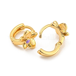 Flower Real 18K Gold Plated Brass Hoop Earrings&nbsp;EJEW-L269-077G
