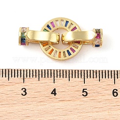 Rack Plating Brass Micro Pave Cubic Zirconia Fold Over Clasps&nbsp;KK-S384-09G