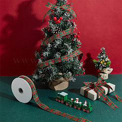 1Roll Red and Green Checkered Christmas Polycotton Ribbon&nbsp;OCOR-PH0007-29A