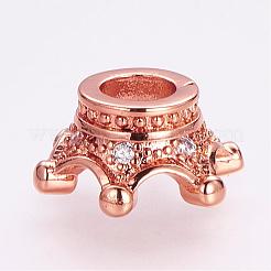Brass Micro Pave Cubic Zirconia European Beads&nbsp;ZIRC-G099-25RG