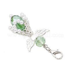 Angel Glass & ABS Plastic Imitation Pearl Pendant Decorations&nbsp;HJEW-JM03521-02