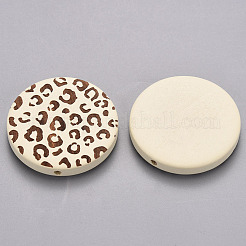 Painted Natural Wood Beads&nbsp;X-WOOD-N006-07E