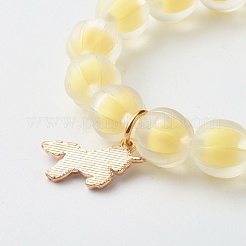 Bead in Bead Transparent Acrylic Pumpkin Beads Stretch Bracelet for Kid&nbsp;BJEW-JB06593