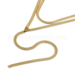 Stainless Steel Flat Snake Chain Double Layer Tassel Necklaces for Women&nbsp;NJEW-D088-03G-01