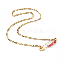 201 Stainless Steel Safety Pins Pendant Necklaces&nbsp;NJEW-JN03002