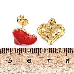 Brass Heart Stud Earrings&nbsp;EJEW-C152-05C