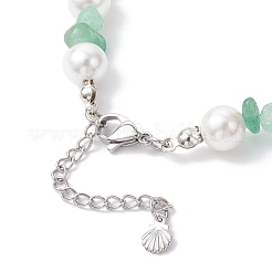 3Pcs Natural Mixed Gemstone Chip & Glass Shell Round Beaded Bracelets&nbsp;BJEW-JB12317