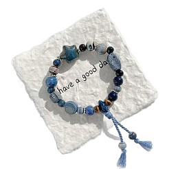 Star Handmade Porcelain & Cotton Cord Beaded Charm Bracelets&nbsp;FS-WGEFA71-01