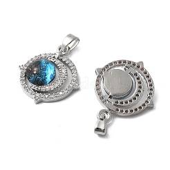 Brass Micro Pave Cubic Zirconia with Glass Pendants&nbsp;KK-Z103-03P