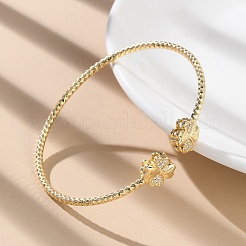 Clear Cubic Zirconia Open Cuff Bangle&nbsp;BJEW-G737-01G-05