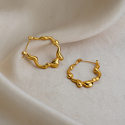Irregular 304 Stainless Steel Hoop Earrings for Women&nbsp;DQ0152-1