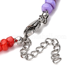 Dyed Natural Freshwater Shell Nuggets Beaded Chakra Necklaces&nbsp;NJEW-JN05486