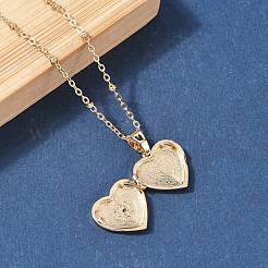 304 Stainless Steel Pave Clear Cubic Zirconia Heart Locket Pendant Necklaces for Women&nbsp;NJEW-Z077-01G