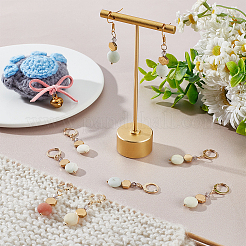 Natural Flower Amazonite & Non-magnetic Synthetic Hematite Pendant Stitch Markers&nbsp;HJEW-AB00516