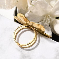 Flower 304 Stainless Steel Open Cuff Ring for Women&nbsp;RJEW-R006-03G-02