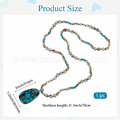 Dyed Synthetic Imperial Jasper Teardrop Pendant Necklaces&nbsp;NJEW-WH20816-003