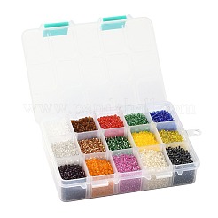 375G 15 Colors Glass Seed Beads&nbsp;SEED-JP0004-01-2mm