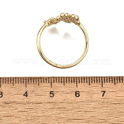 Brass Micro Pave Clear Cubic Zirconia Cuff Rings for Women&nbsp;RJEW-H247-20G