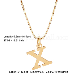 1pc Brass Chain & 304 Stainless Steel Letter Pendant Necklaces&nbsp;NJEW-LP0001-40C-G